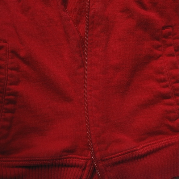 NYL New York Laundry Red with White Stripes 100% Cotton Sporty Zip Up Sweater - Picture 4 of 8